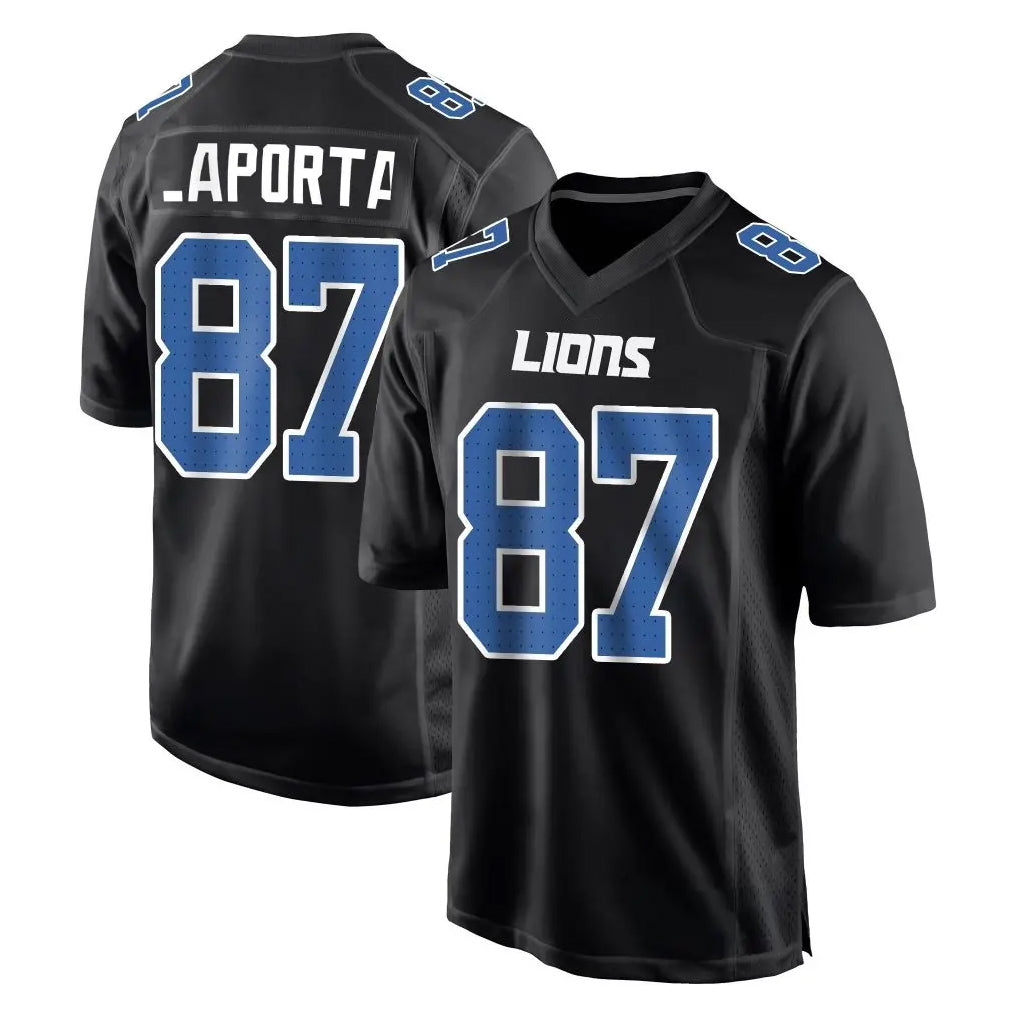D.Lions #87 Sam LaPorta Player Black Fashion Home Game ROCER Stitched Jerseys