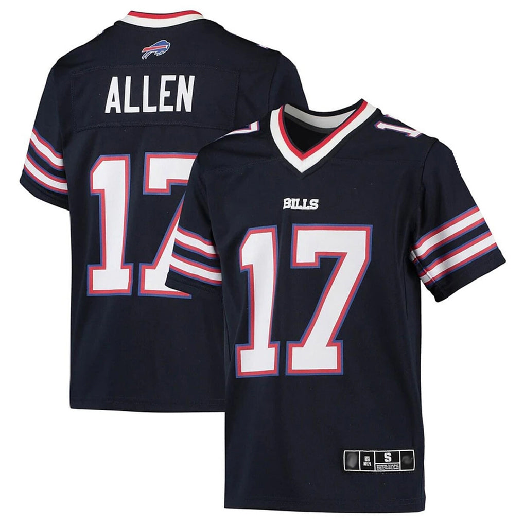 B.Bills #17 Josh Allen Player Navy Inverted  Home Game ROCER Stitched Jerseys
