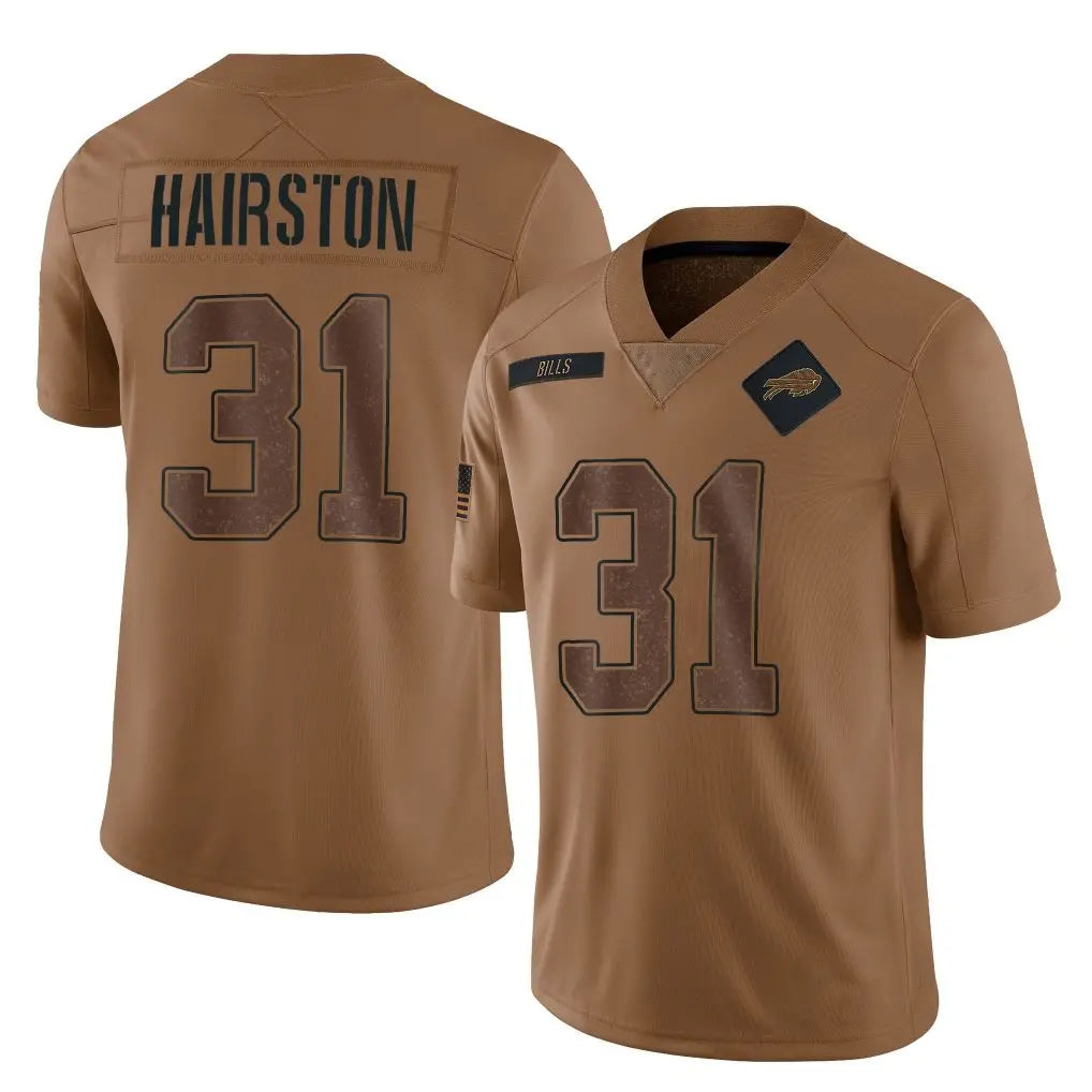 B.Bills #31 Maxwell Hairston Player Brown Salute To Service Limited ROCER Stitched Jerseys