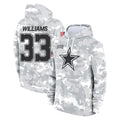 D.Cowboys #33 Javonte Williams Player Arctic Camo Salute to Service Hoodies Limited Game ROCER Stitched Jerseys