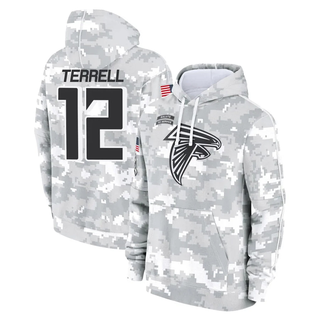 A.Falcons #12 Avieon Terrell Player Arctic Camo Salute to Service Limited Hoodie ROCER Stitched Jerseys