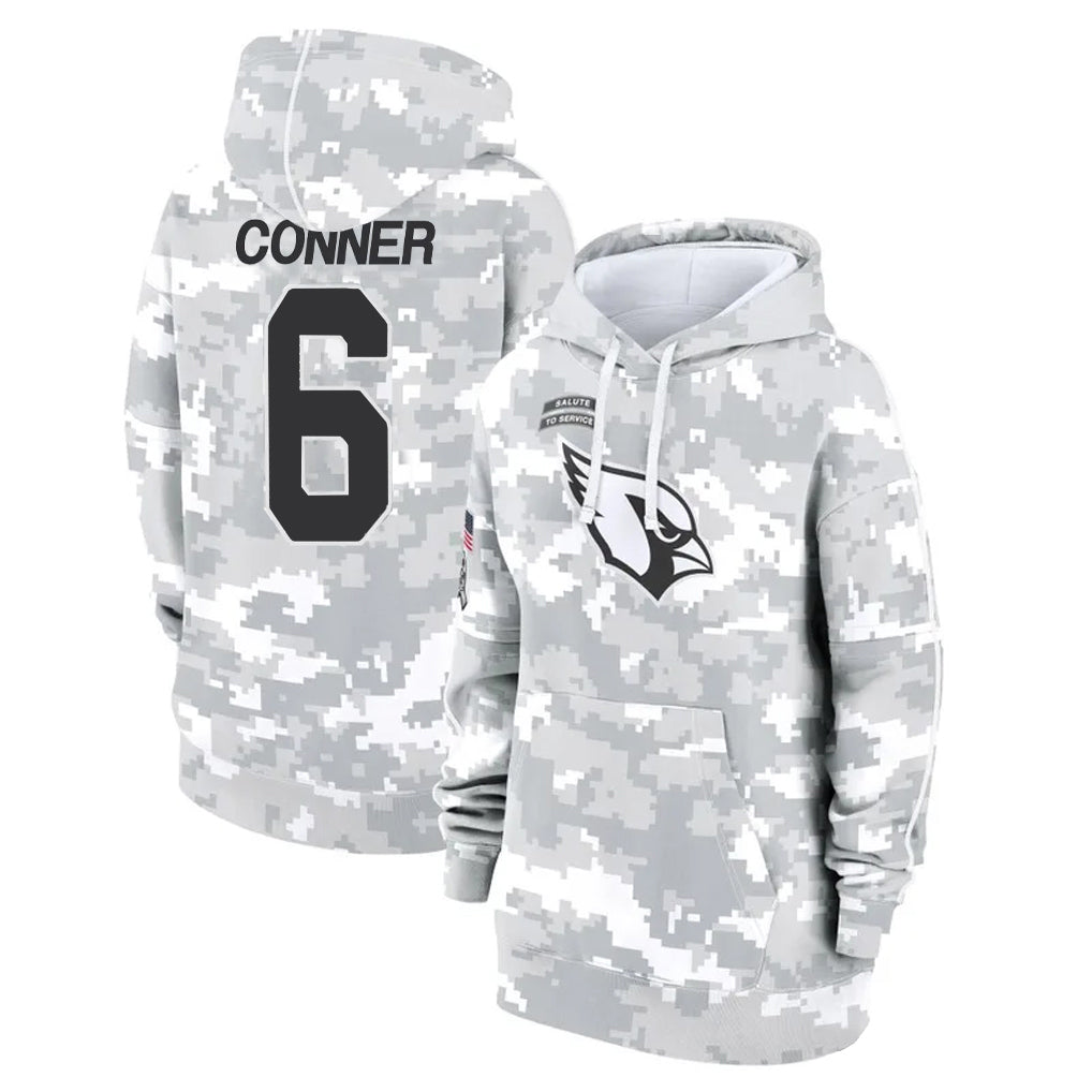 A.Cardinals #6 James Conner Player Camo Salute to Service Hoodies ROCER Stitched Jerseys