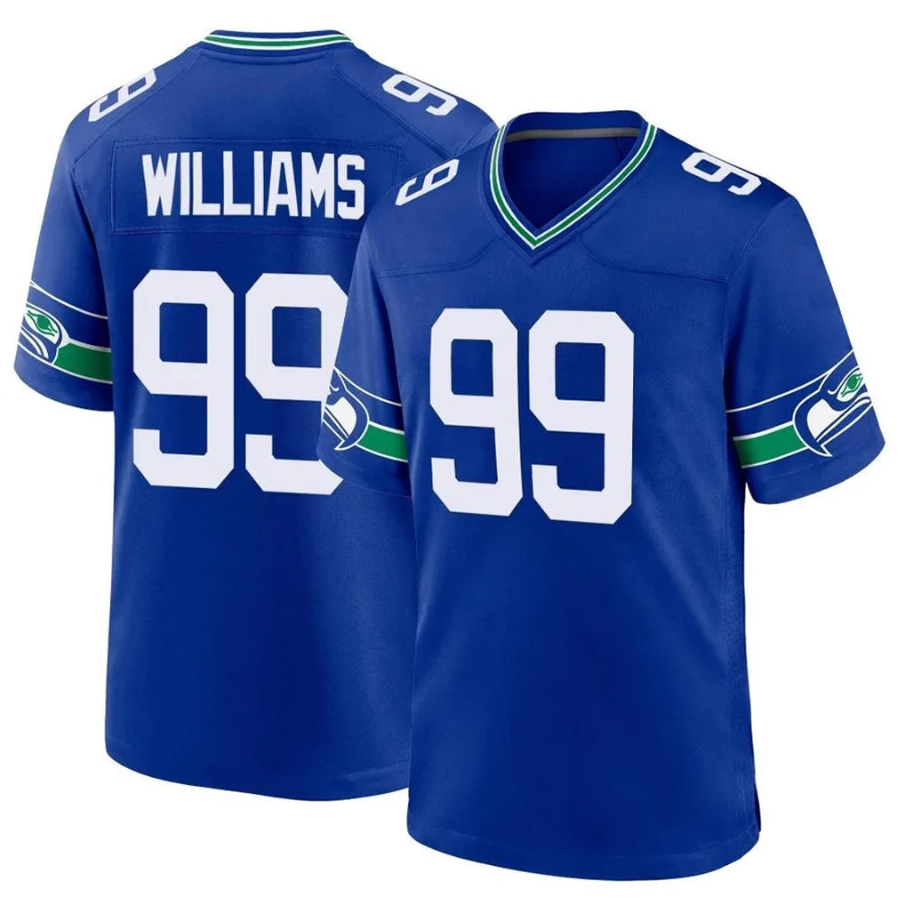 S.Seahawks #99 Leonard Williams Player Royal Throwback Home Game ROCER Stitched Jerseys