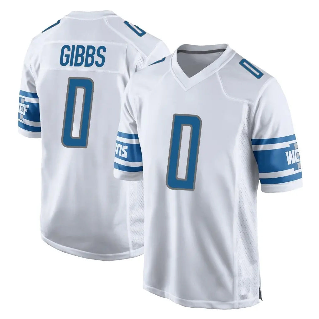 D.Lions #0 Jahmyr Gibbs Player White Home Game ROCER Stitched Jerseys