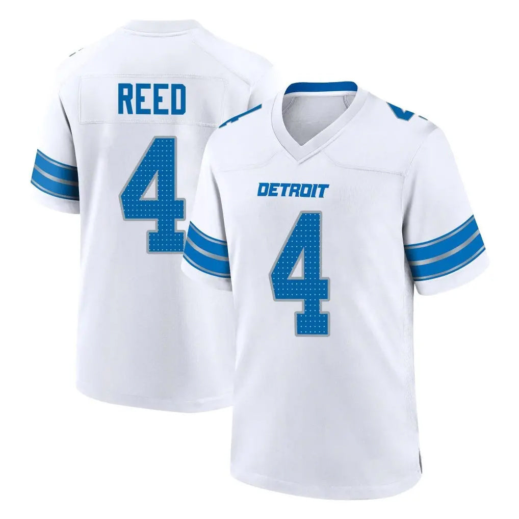 D.Lions #4 D.J. Reed Player White Alternate Home Game ROCER Stitched Jerseys