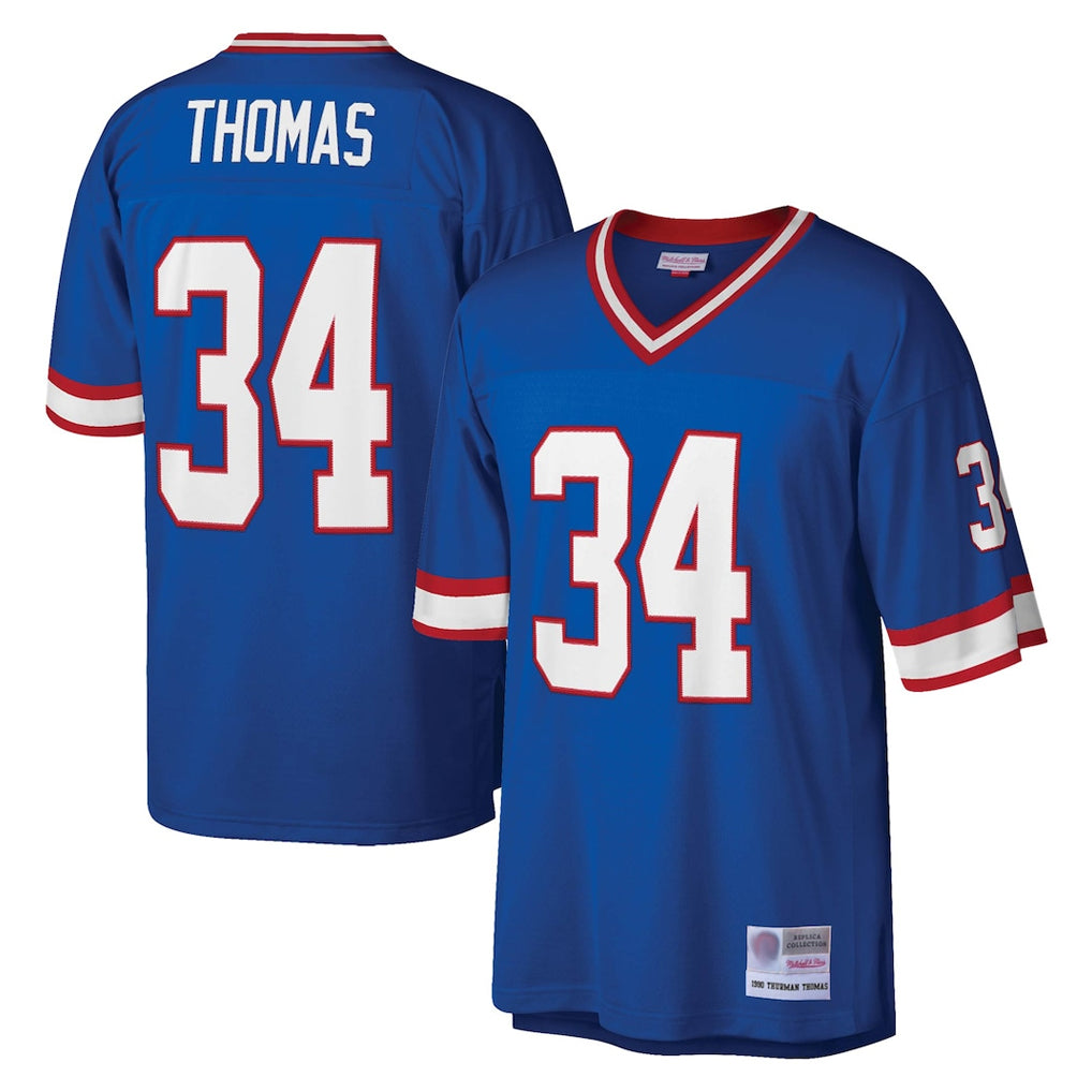 B.Bills #34 Thurman Thomas Player Royal Mitchell & Ness Legacy Replica ROCER Stitched Jerseys