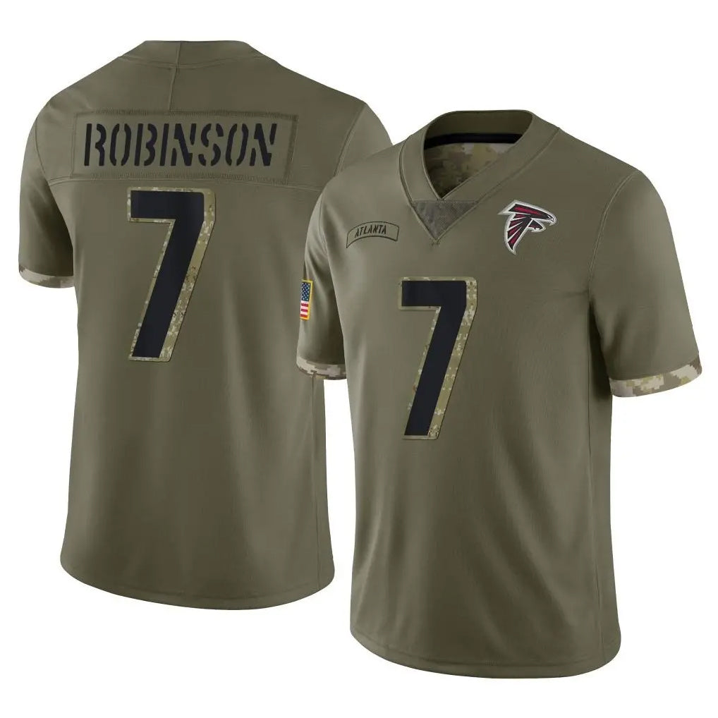 A.Falcons #7 Bijan Robinson Player Olive Salute To Service Limited Game ROCER Stitched Jerseys
