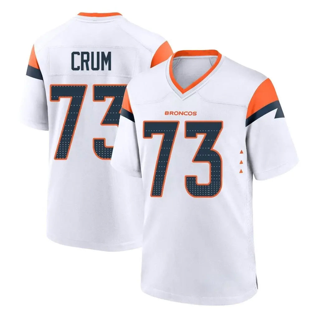 D.Broncos #73 Frank Crum Player White Home Game ROCER Stitched Jerseys