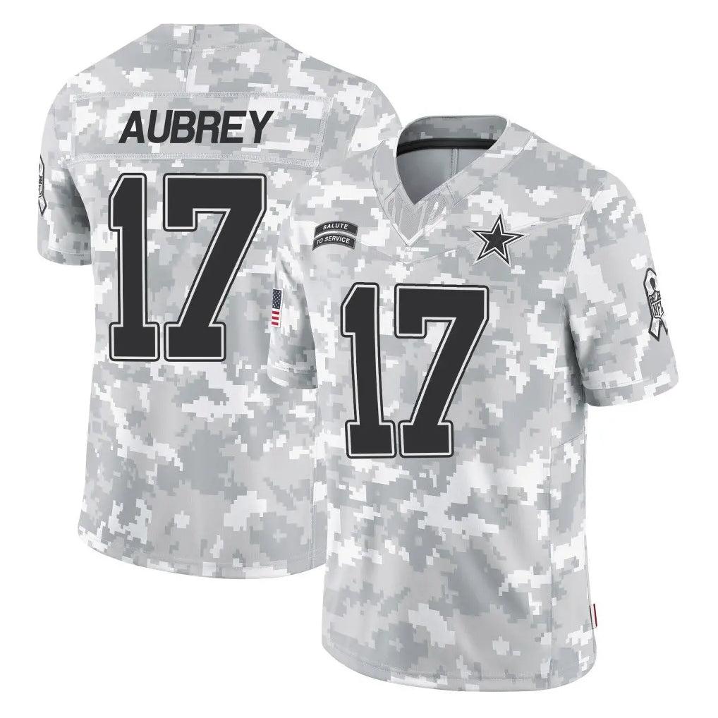 D.Cowboys #17 Brandon Aubrey Player Arctic Camo Salute to Service Limited Home Game ROCER Stitched Jerseys