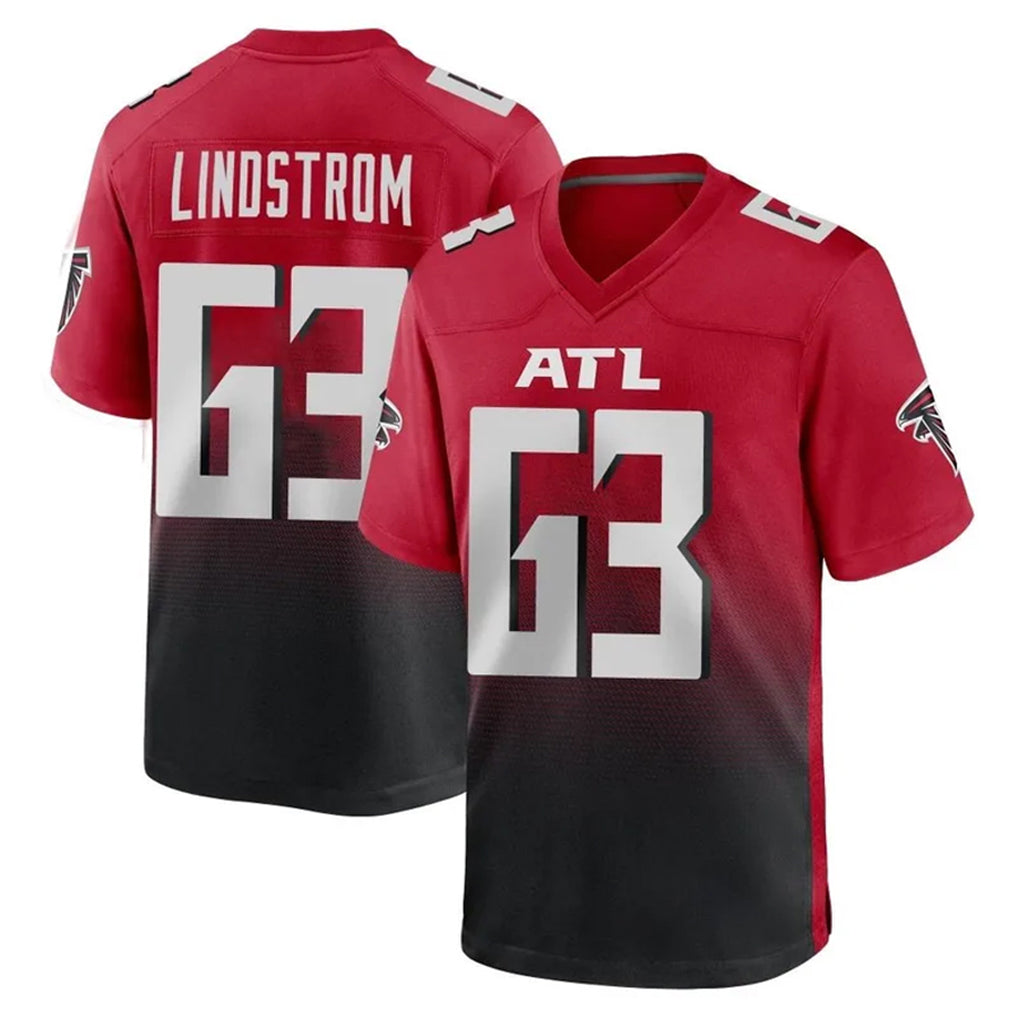 A.Falcons #63 Chris Lindstrom Player Red Home Game ROCER Stitched Jerseys