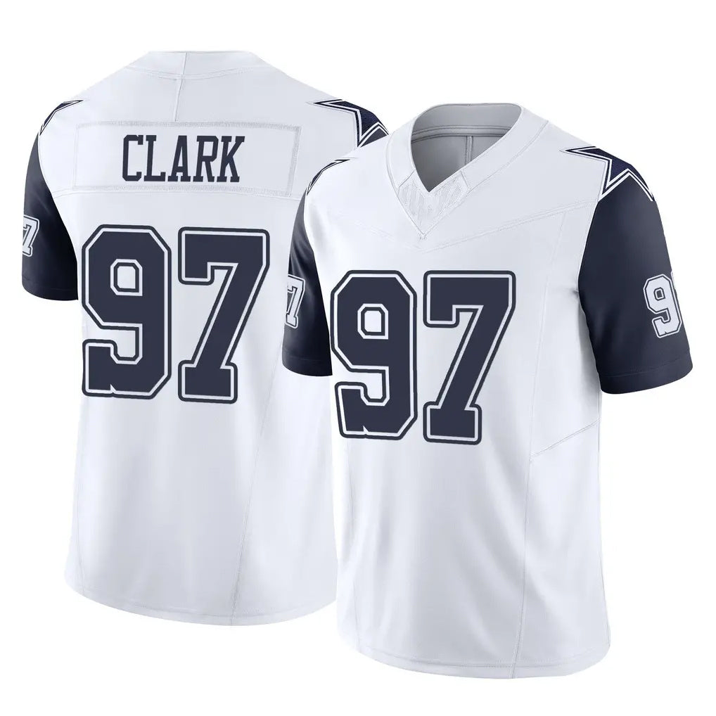 D.Cowboys #97 Kenny Clark Player White-Navy Limited Vapor F.U.S.E. Home Game ROCER Stitched Jerseys