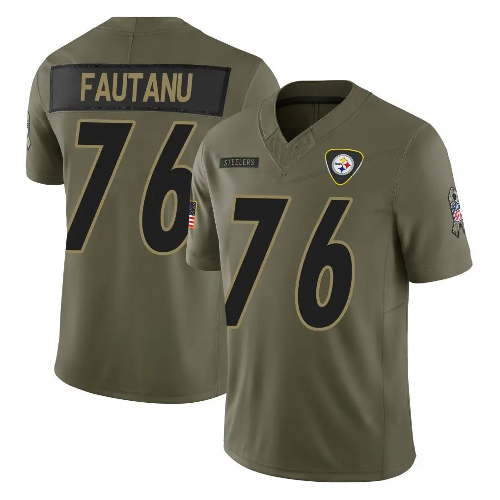 P.Steelers #76 Troy Fautanu Player Olive 2025 Salute To Service Limited Home Game ROCER Stitched Jerseys