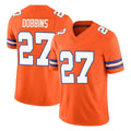 D.Broncos #27 J.K. Dobbins Player Orange Limited Alternate Vapor F.U.S.E. Throwback Game ROCER Stitched Jerseys