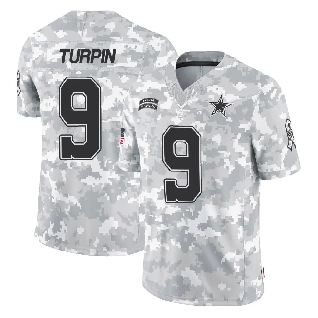D.Cowboys #9 KaVontae Turpin Player Arctic Camo Salute to Service Limited Home Game ROCER Stitched Jerseys