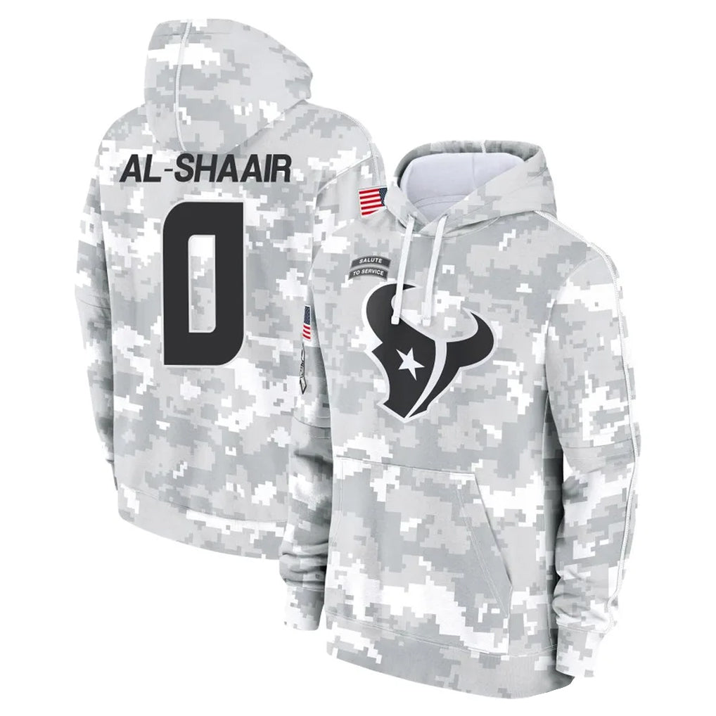 H.Texans #0 Azeez Al-Shaair Player Arctic Camo Salute to Service Hoodies Limited Game ROCER Stitched Jerseys