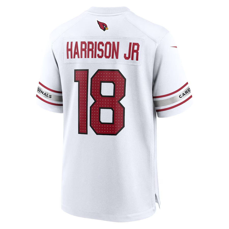 A.Cardinals #18 Marvin Harrison Jr. Player White Game Road ROCER Stitched Jerseys