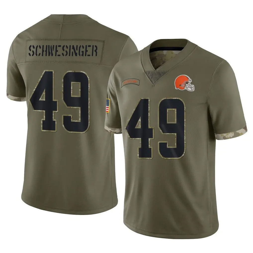 C.Browns #49 Carson Schwesinger Player Olive Salute to Service Limited Game ROCER Stitched Jerseys