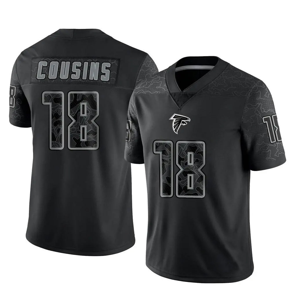 A.Falcons #18 Kirk Cousins Player Black RFLCTV Limited ROCER Stitched Jerseys