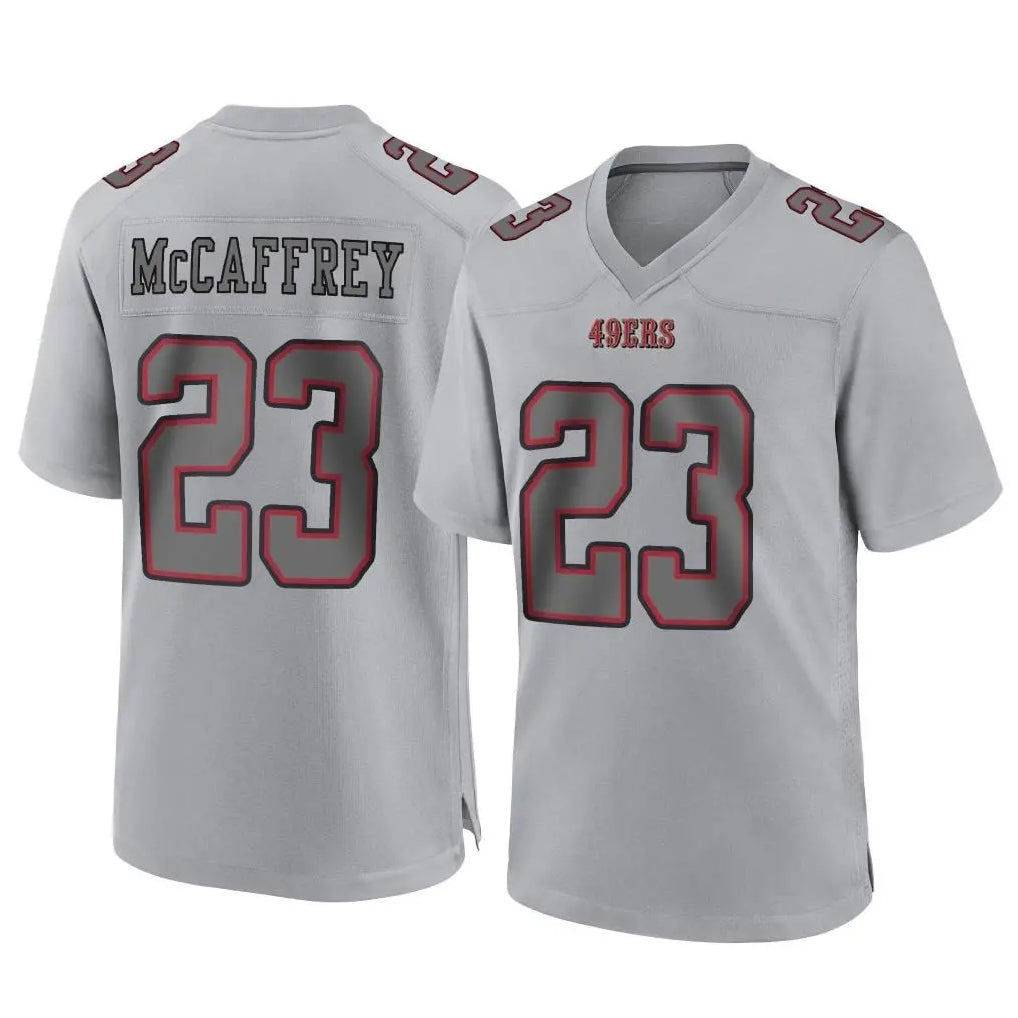 SF.49ers #23 Christian McCaffrey Player Gray Atmosphere Fashion Home Game ROCER Stitched Jerseys