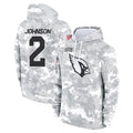 A.Cardinals #2 Will Johnson Player Camo Salute to Service Hoodies ROCER Stitched Jerseys