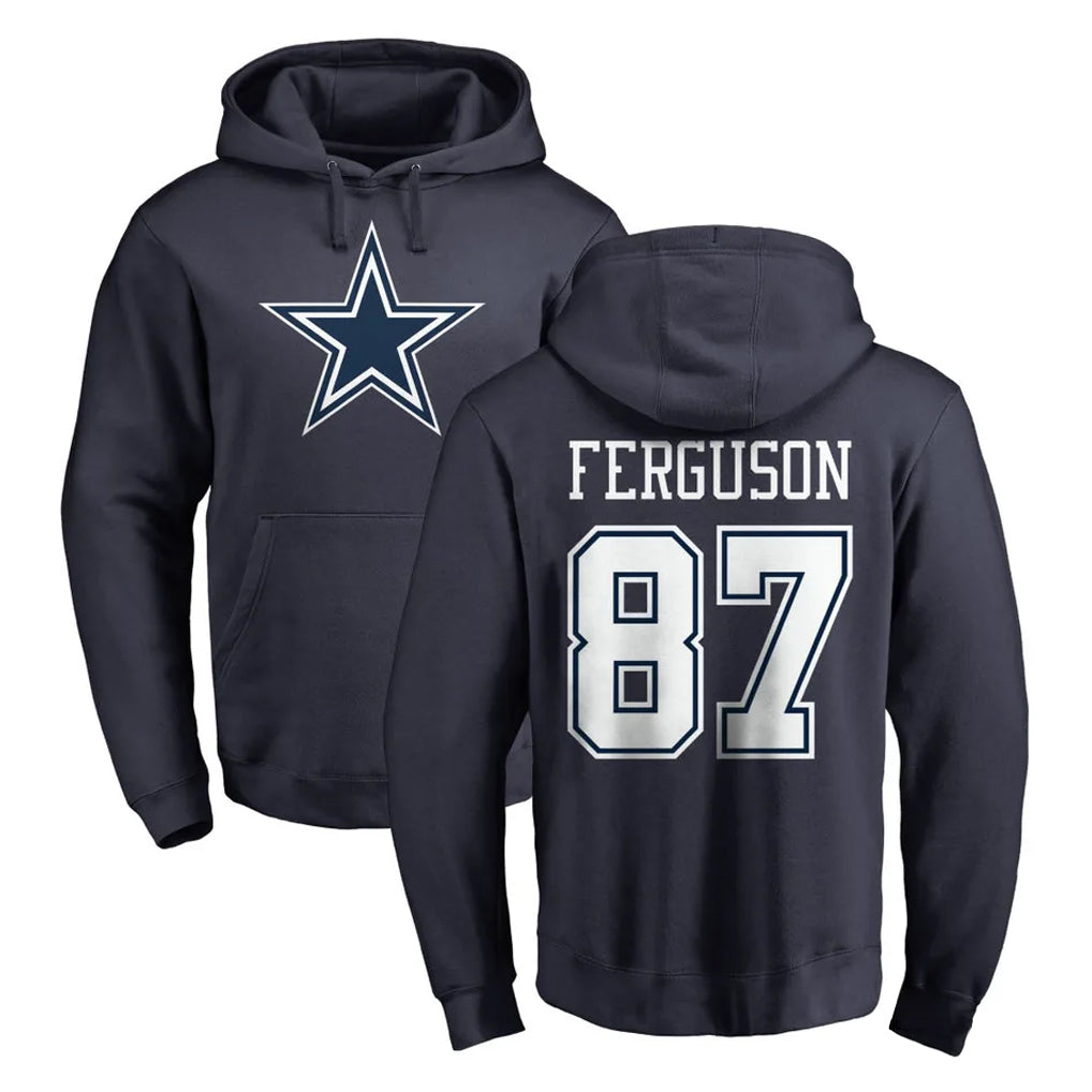 D.Cowboys #87 Jake Ferguson Player Navy Pullover Hoodies Limited ROCER Stitched Jerseys