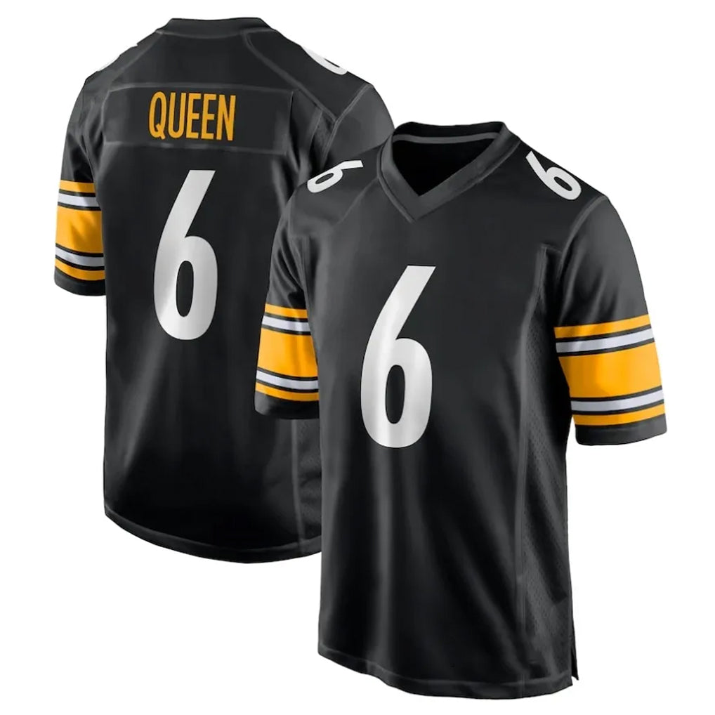 P.Steelers #6 Patrick Queen Player Black Home Game ROCER Stitched Jerseys