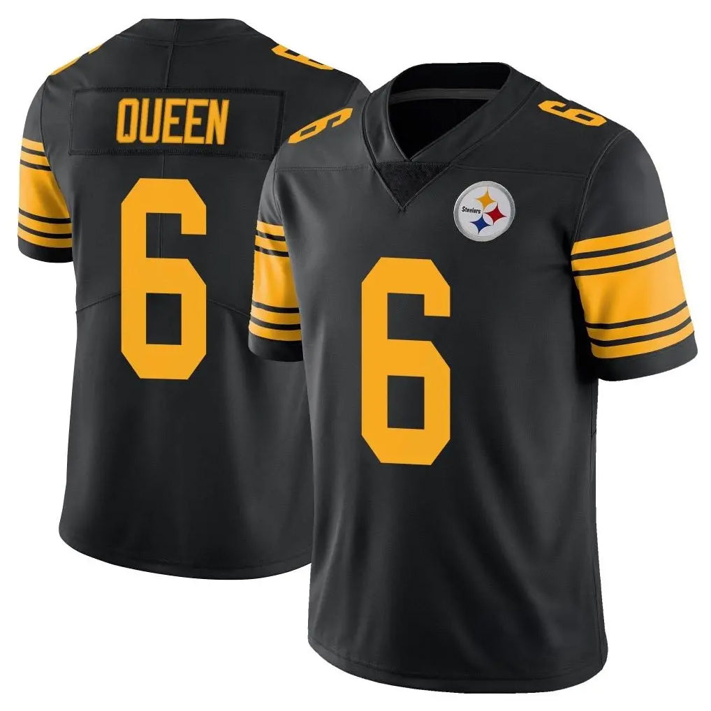 P.Steelers #6 Patrick Queen Player Black Limited Color Rush Home Game ROCER Stitched Jerseys