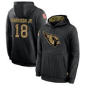 A.Cardinals #18 Marvin Harrison Jr. Player Black Salute to Service Hoodies ROCER Stitched Jerseys