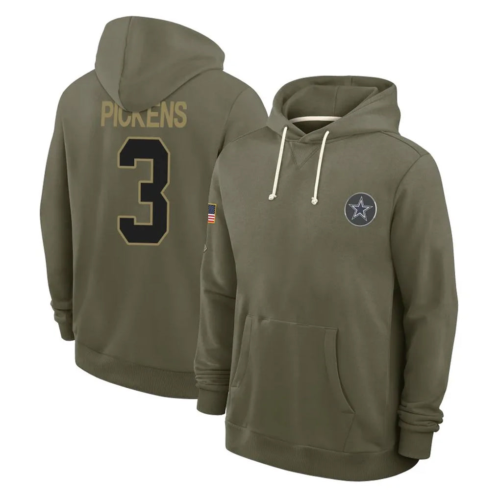 D.Cowboys #3 George Pickens Player Olive Salute to Service Pullover Hoodies Limited ROCER Stitched Jerseys
