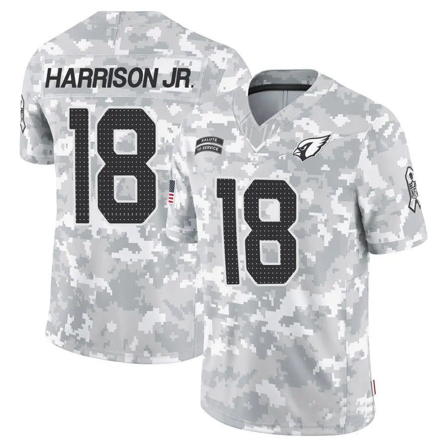 A.Cardinals #18 Marvin Harrison Jr. Player Camo Salute to Service Limited ROCER Stitched Jerseys
