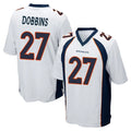 D.Broncos #27 J.K. Dobbins Player White Game ROCER Stitched Jerseys