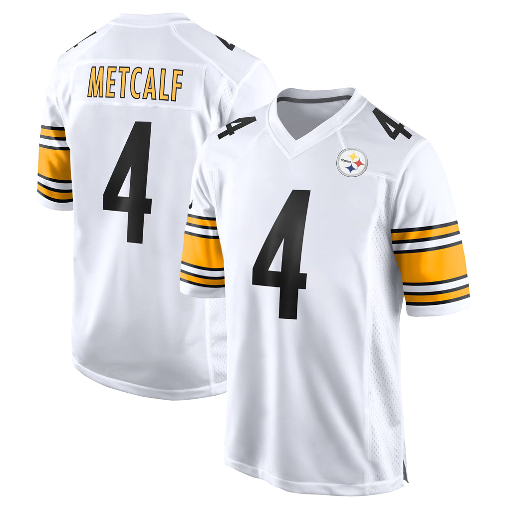 P.Steelers #4 DK Metcalf Player White Home Game ROCER Stitched Jerseys
