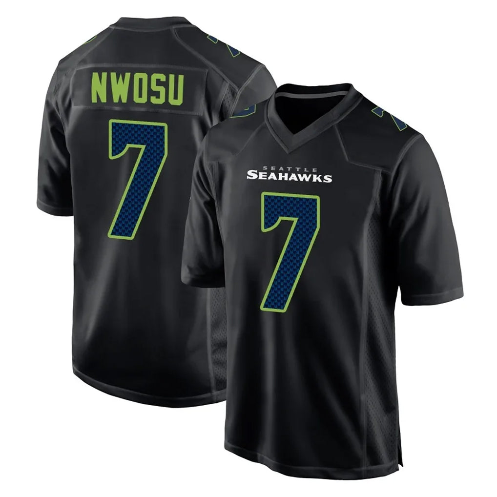 S.Seahawks #7 Uchenna Nwosu Player Black Limited Fashion Home Game ROCER Stitched Jerseys