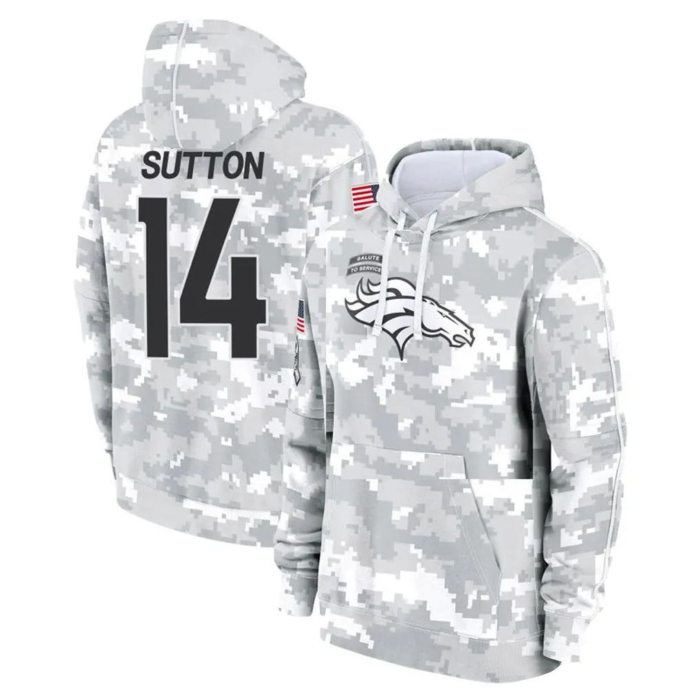 D.Broncos #14 Courtland Sutton Player Arctic Camo Salute to Service Hoodies Limited Game ROCER Stitched Jerseys