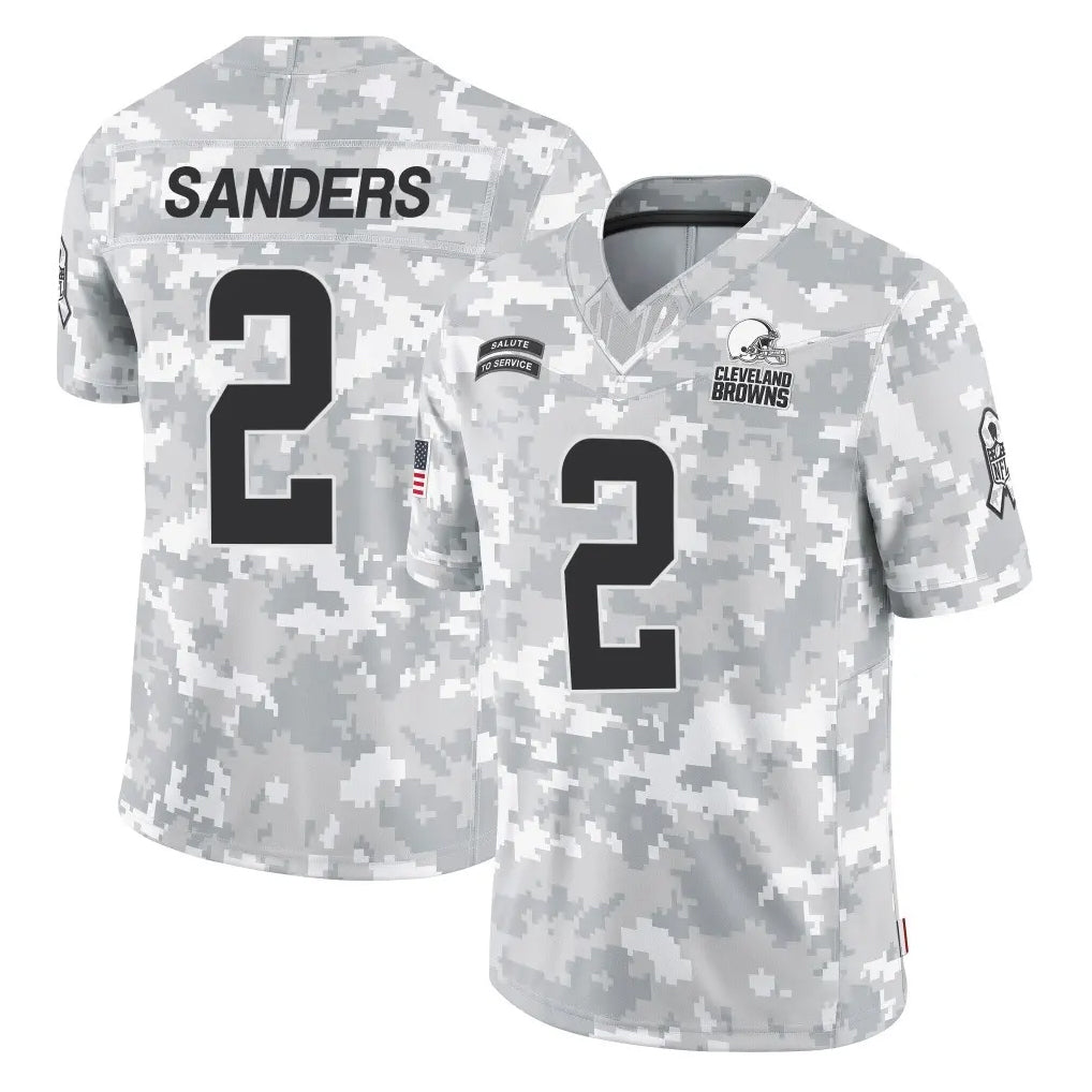 C.Browns #2 Shedeur Sanders Player Arctic Camo Salute to Service Limited Home Game ROCER Stitched Jerseys