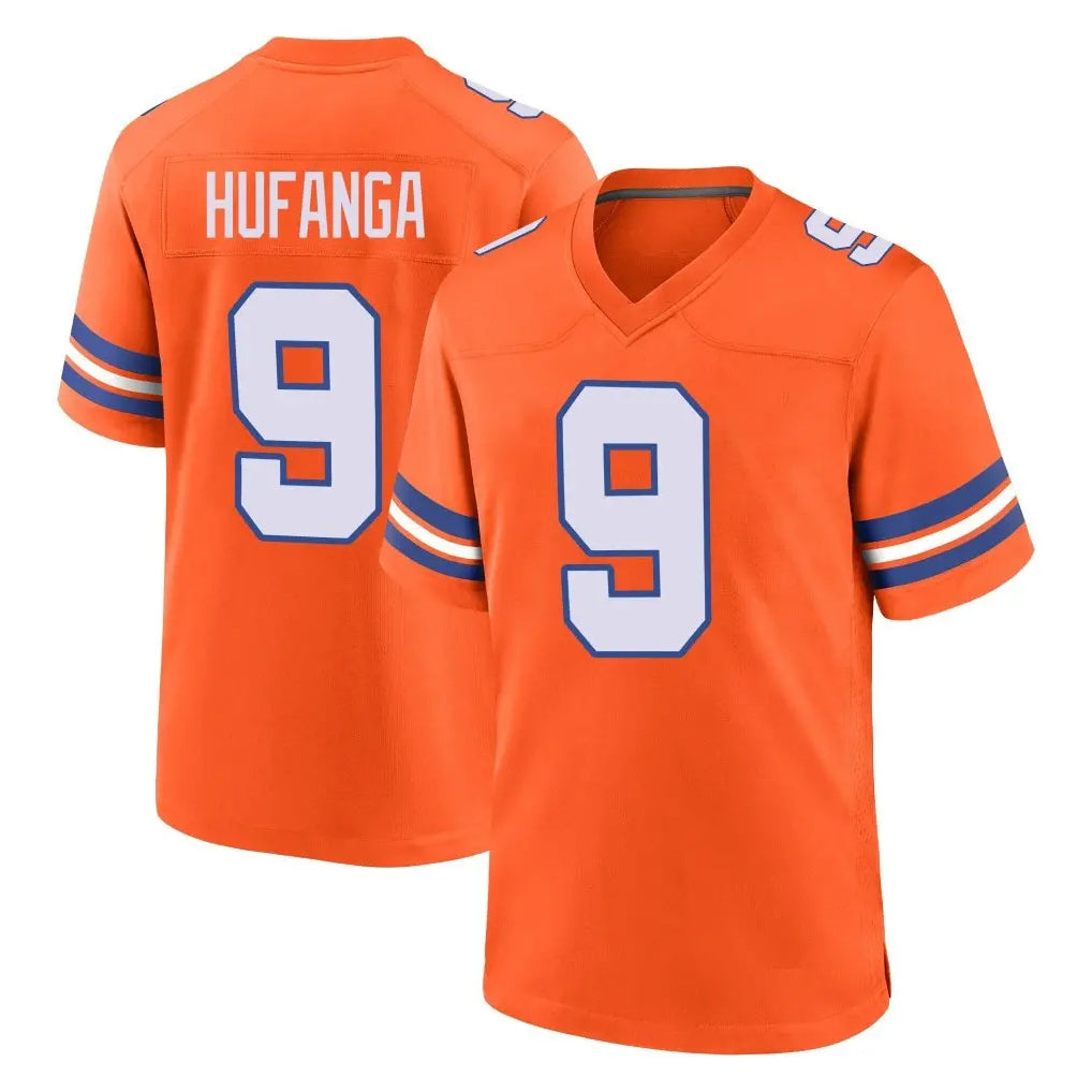 D.Broncos #9 Talanoa Hufanga Player Orange Alternate Collection Throwback Game ROCER Stitched Jerseys