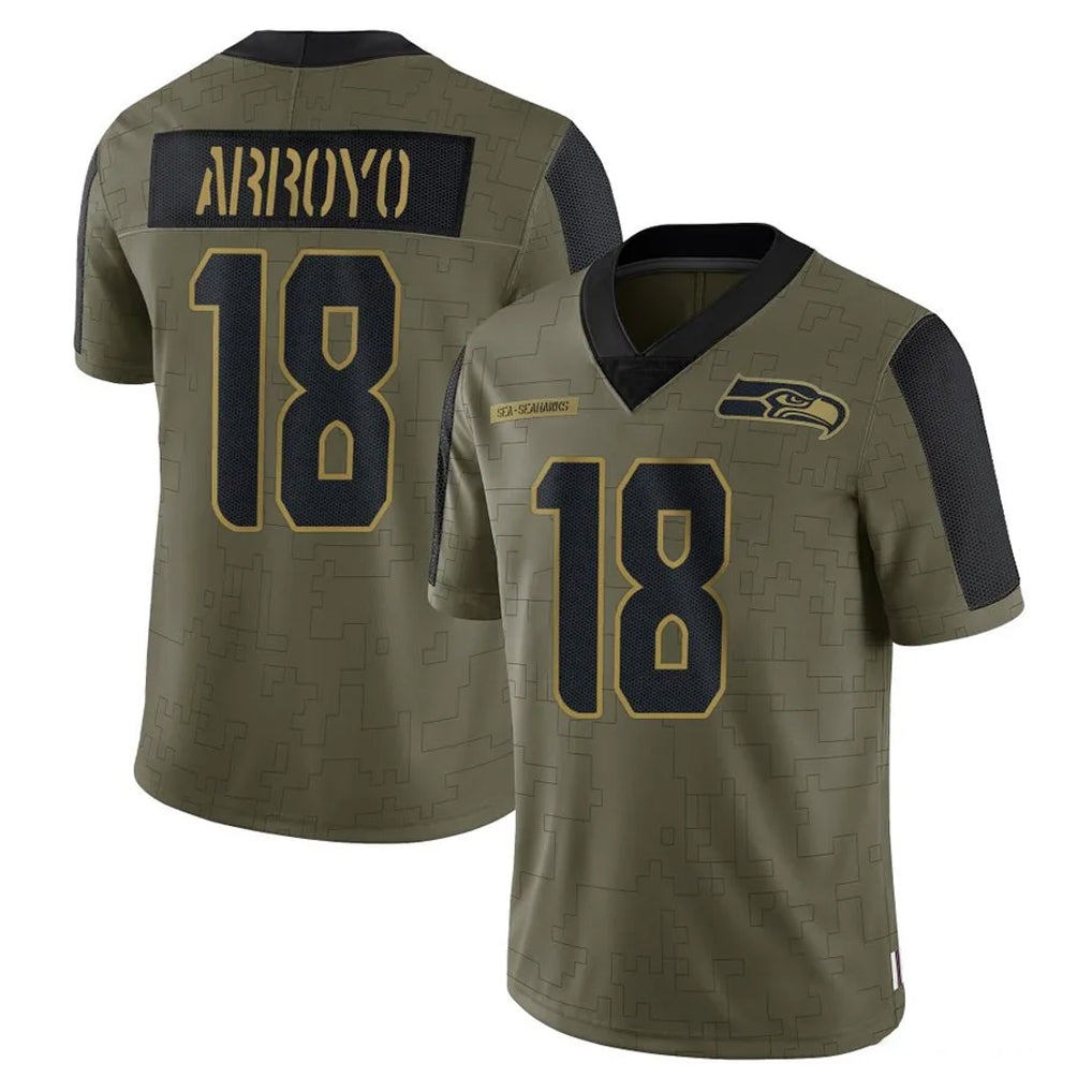 S.Seahawks #18 Elijah Arroyo Player Olive Salute To Service Limited Game ROCER Stitched Jerseys