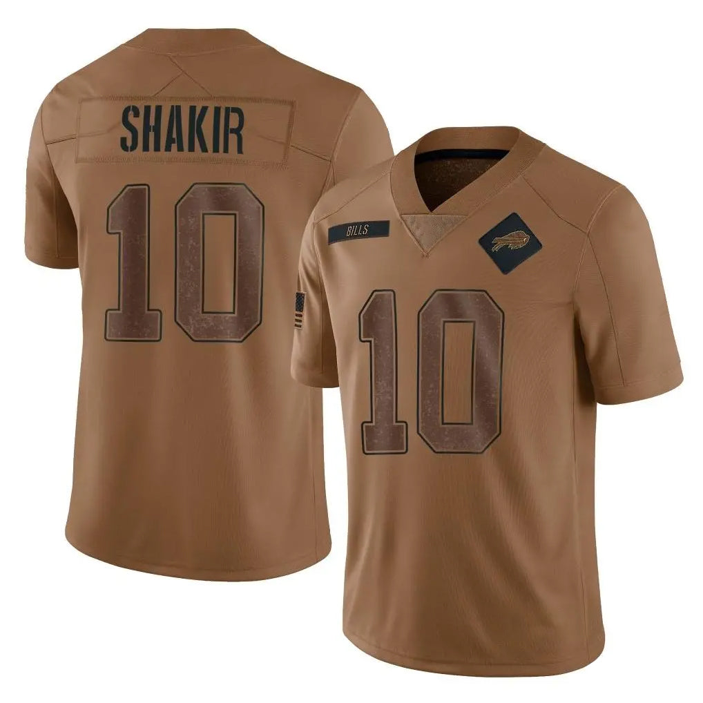 B.Bills #10 Khalil Shakir Player Brown Salute To Service Limited ROCER Stitched Jerseys