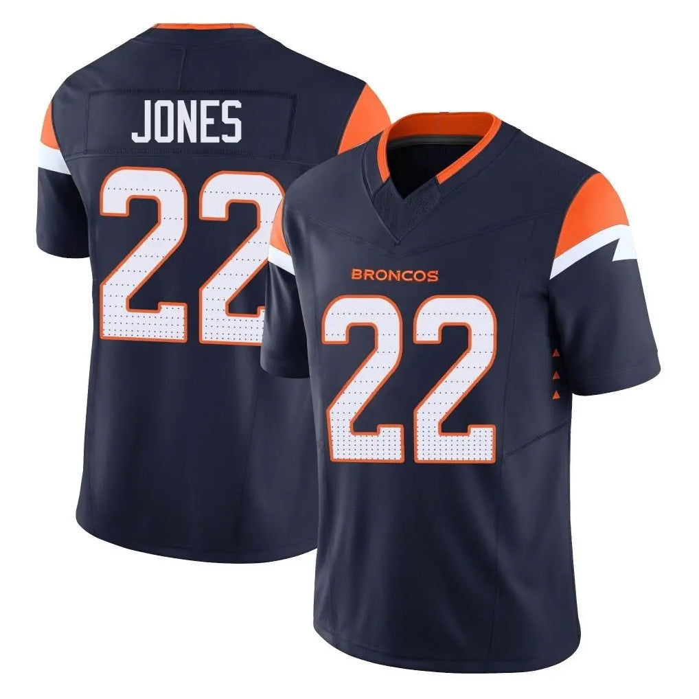 D.Broncos #22 Brandon Jones Player Navy Limited Vapor F.U.S.E. Home Game ROCER Stitched Jerseys