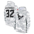 H.Texans #32 David Montgomery Player Arctic Camo Salute to Service Hoodies Limited Game ROCER Stitched Jerseys