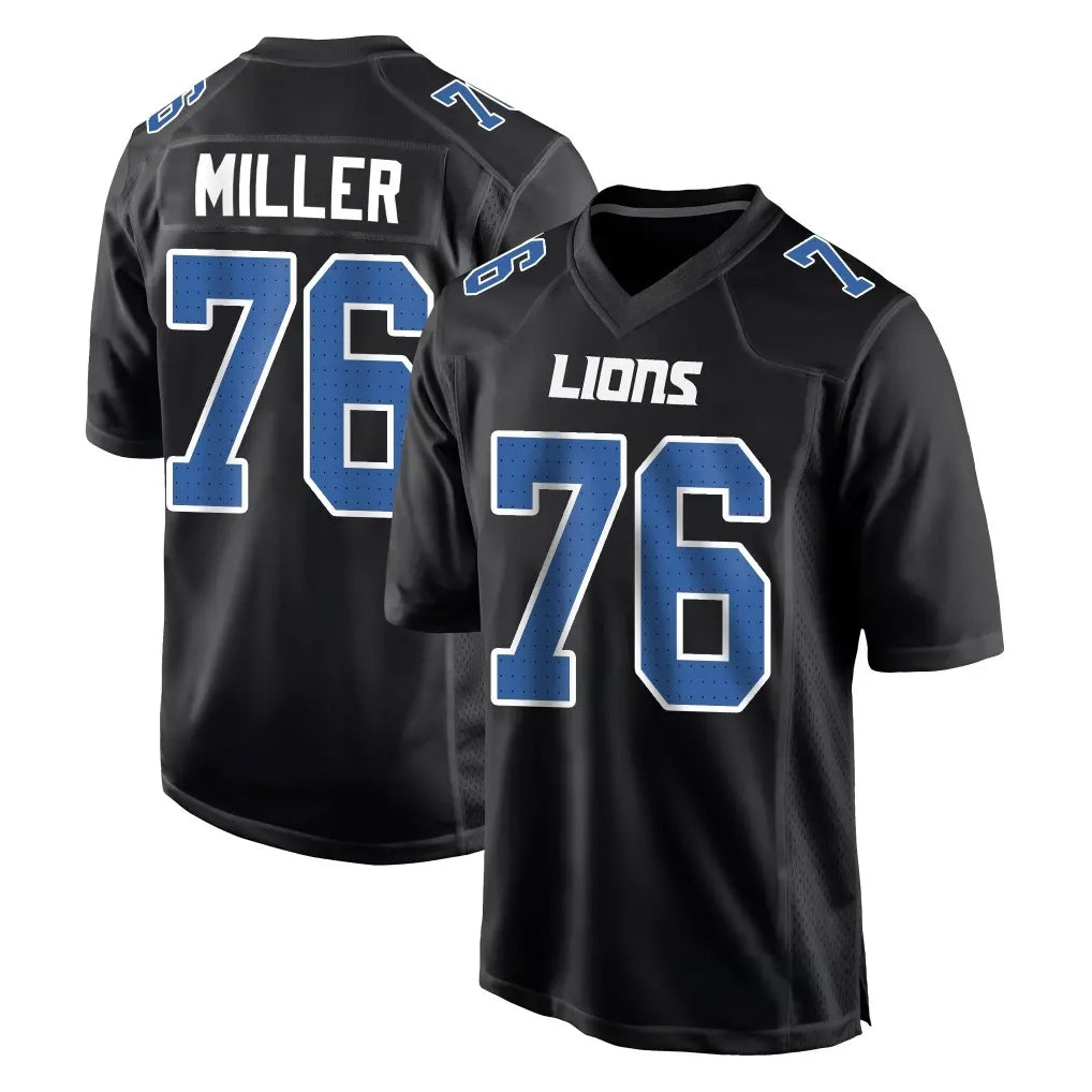D.Lions #76 Blake Miller Player Black Fashion Home Game ROCER Stitched Jerseys