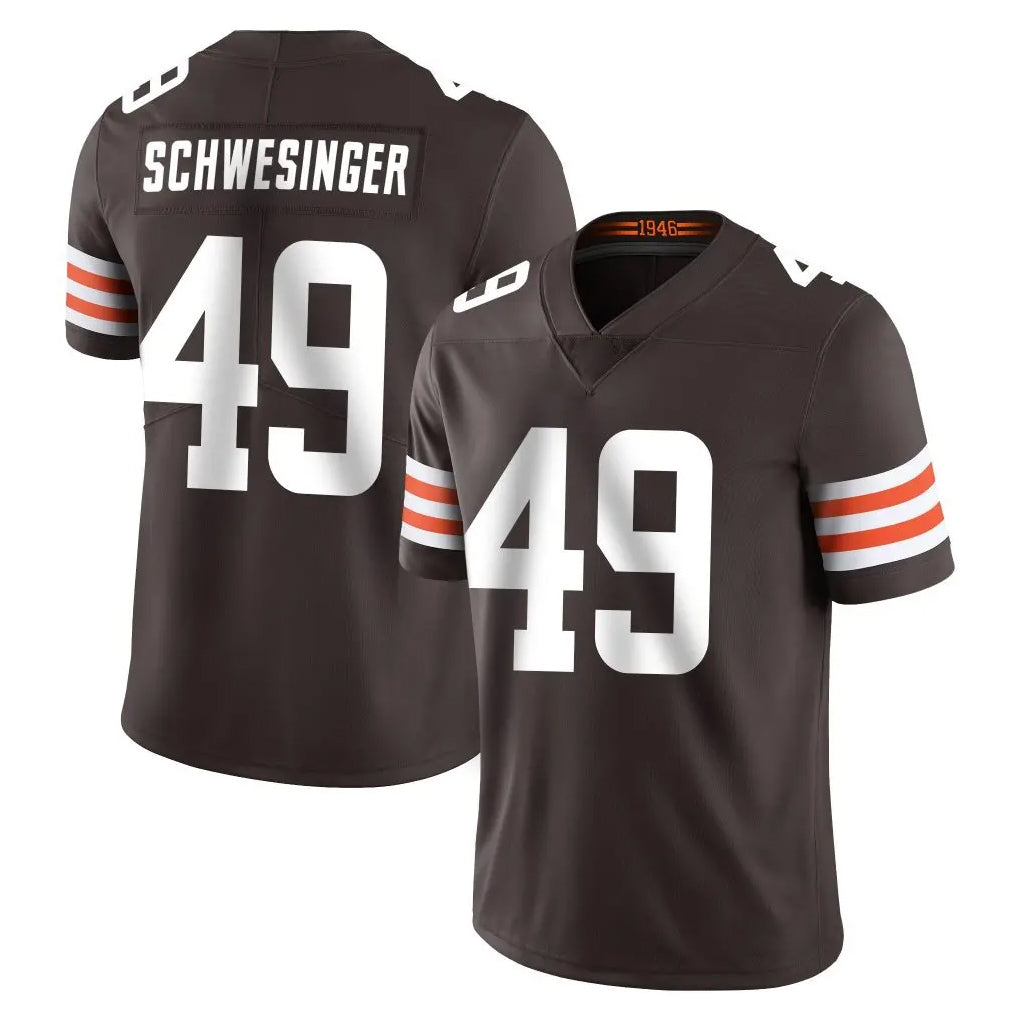 C.Browns #49 Carson Schwesinger Player Brown Color Vapor Untouchable Limited Home Game ROCER Stitched Jerseys
