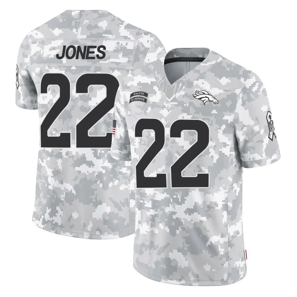 D.Broncos #22 Brandon Jones Player Arctic Camo Salute To Service Limited ROCER Stitched Jerseys