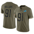 D.Lions #91 Tyleik Williams Player Olive Salute To Service Limited ROCER Stitched Jerseys