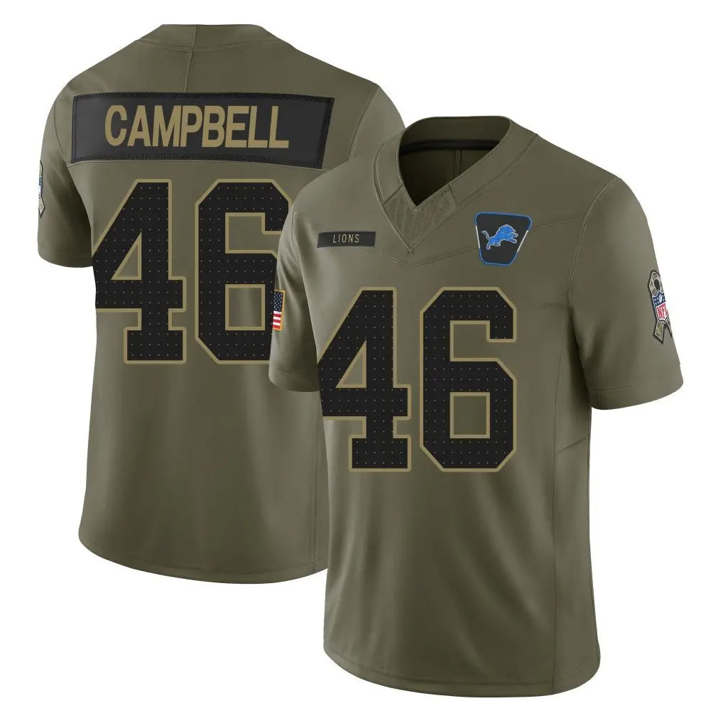 D.Lions #46 Jack Campbell Player Olive 2025 Salute To Service Limited Home Game ROCER Stitched Jerseys