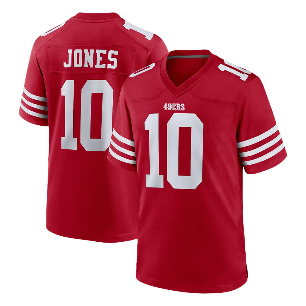 SF.49ers #10 Mac Jones Player Red Game Home ROCER Stitched Jerseys
