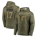 A.Falcons #17 Zachariah Branch Player Olive Salute to Service Club Fleece Hoodie ROCER Stitched Jerseys