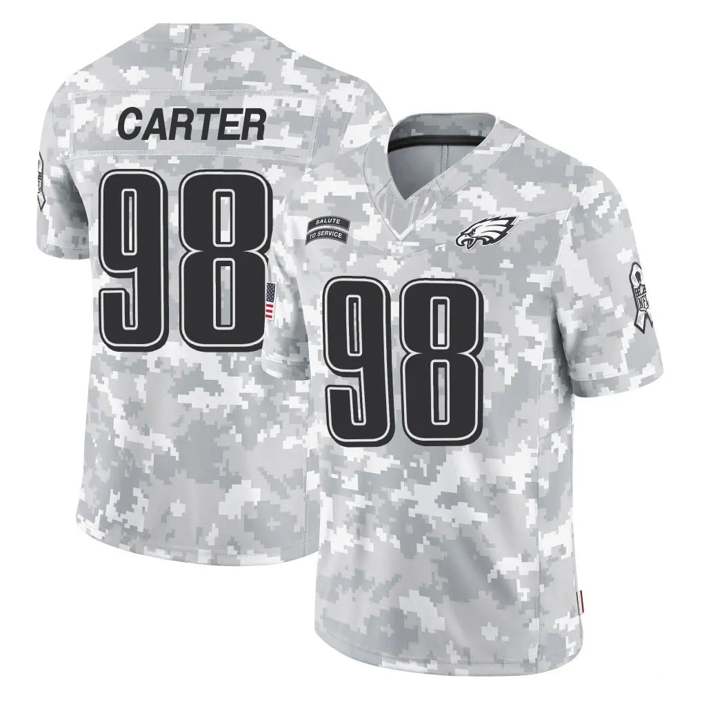 P.Eagles #98 Jalen Carter Player Arctic Camo Salute to Service Limited Game ROCER Stitched Jerseys