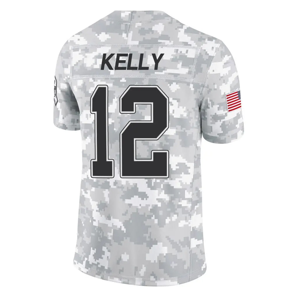 B.Bills #12 Jim Kelly Player Arctic Camo Salute to Service Limited ROCER Stitched Jerseys