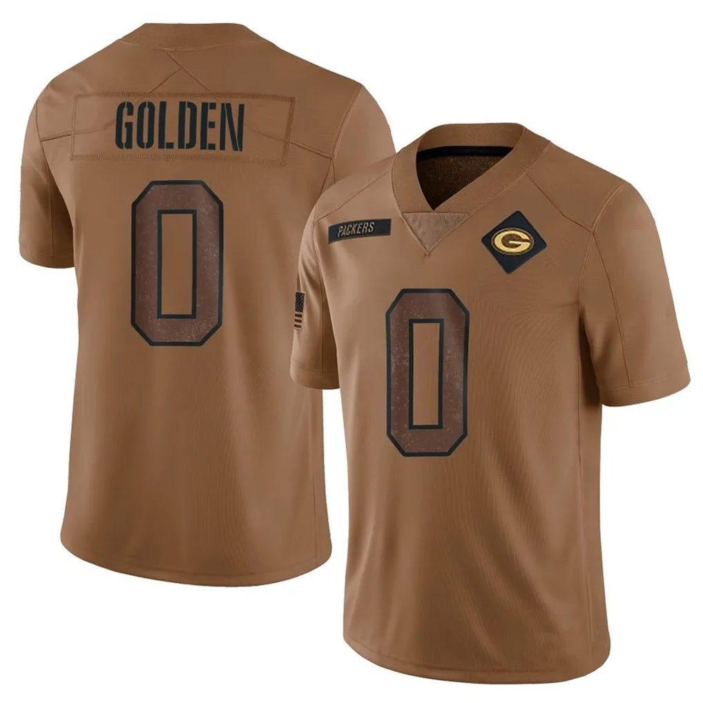 GB.Packers #0 Matthew Golden Player Brown Salute To Service Limited ROCER Stitched Jerseys
